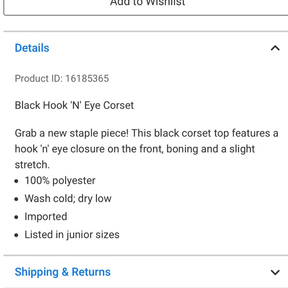 !! SOLD !! NBW NWT Hot Topic Hook and Eye Corset Top - Picture 4 of 4